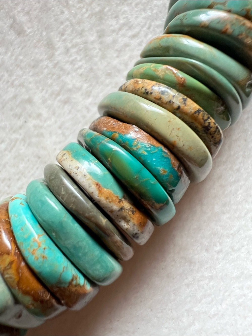 Native American Navajo Royston Turquoise Disc Bead Necklace 20” NWT - Picture 2 of 9